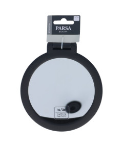 PARSA ESSENTIAL kosmetinis veidrodėlis, juodas guminis 1x/3x