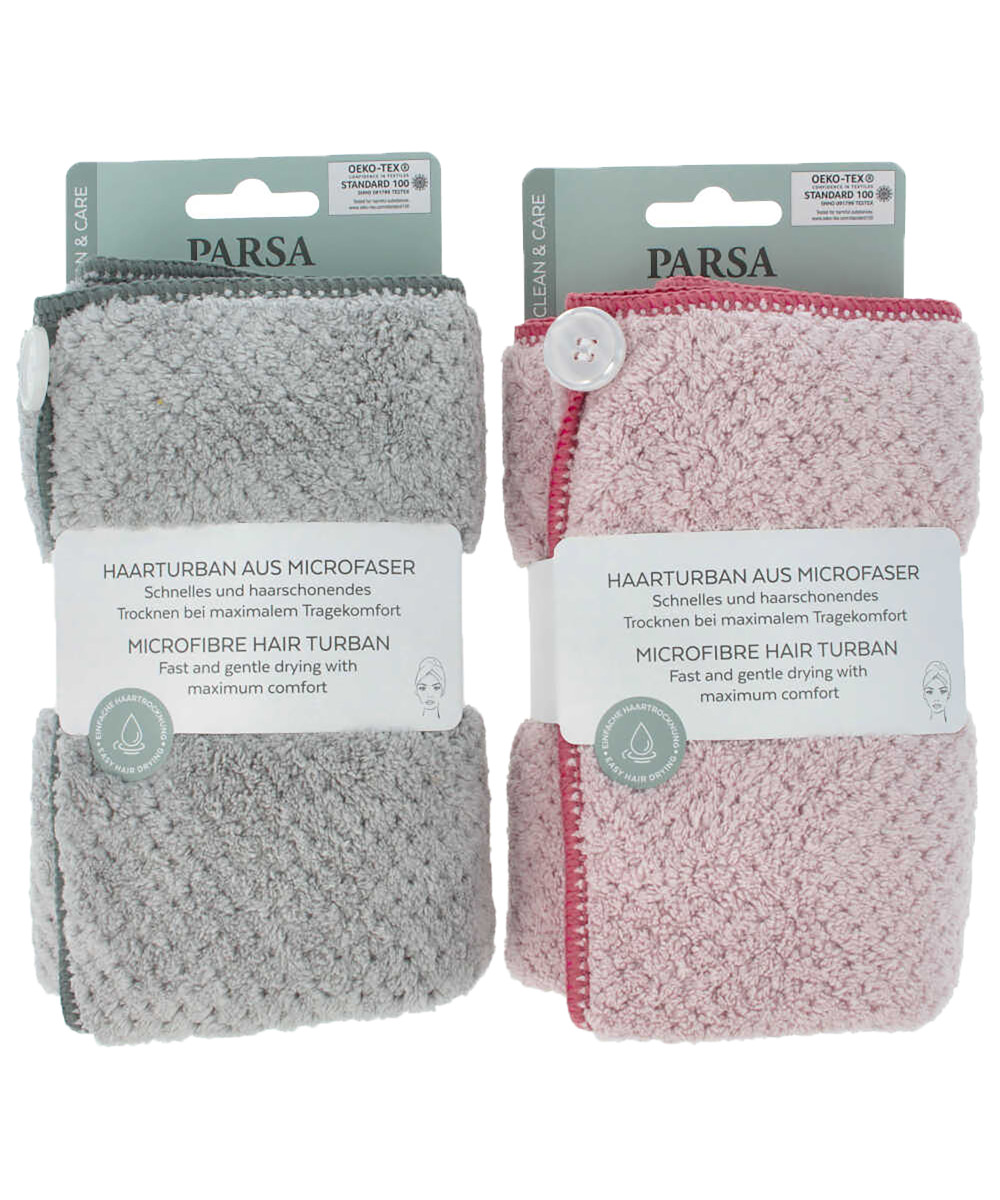 PARSA WELLNESS galvos rankšluostis - turbanas, 2 vnt. PARSA WELLNESS galvos rankšluostis - turbanas, 2 vnt.