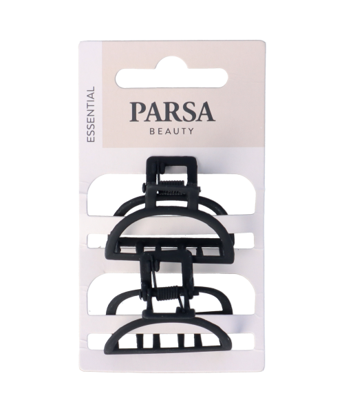 PARSA ESSENTIAL plaukų žnyplės, metalinės, matinė juoda sp., 2vnt.