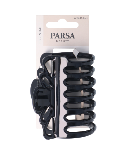 PARSA ESSENTIAL plaukų žnyplės su neslystančiu silikonu, juoda sp.