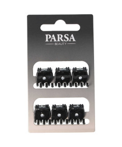 PARSA ESSENTIAL plaukų žnyplės, mažos, juoda sp., 6 vnt.