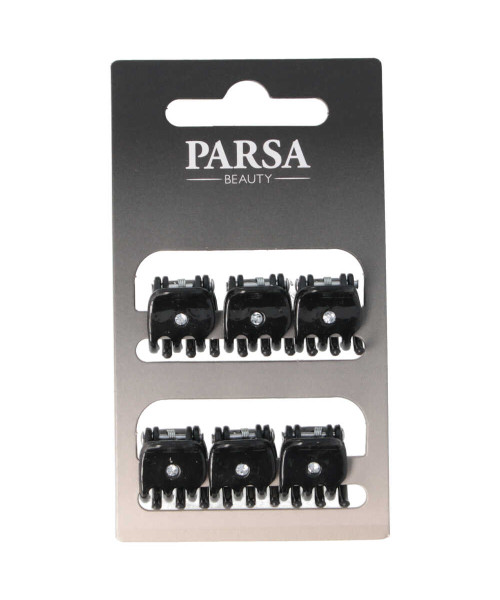 PARSA ESSENTIAL plaukų žnyplės, mažos, juoda sp., 6 vnt.