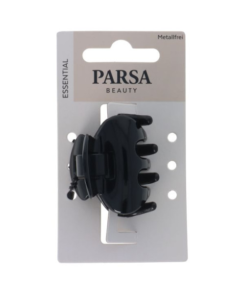PARSA ESSENTIAL plaukų žnyplės be metalo, vidutinio dydžio, blizgi juoda sp.
