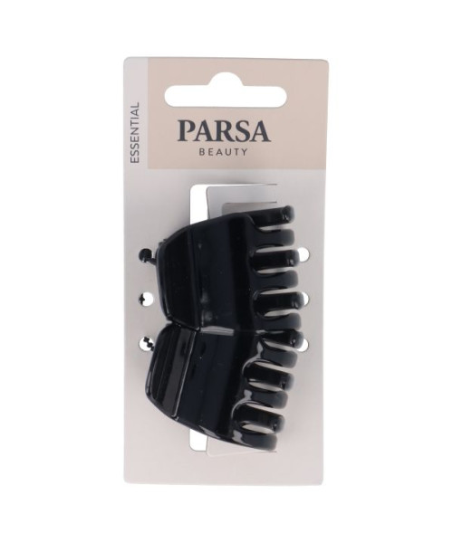 PARSA ESSENTIAL plaukų žnyplės, vidutinio dydžio, blizgi juoda sp., 2 vnt.