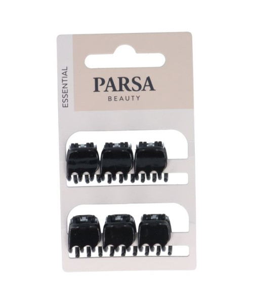 PARSA ESSENTIAL plaukų žnyplės, mažos, blizgi juoda sp., 6 vnt.