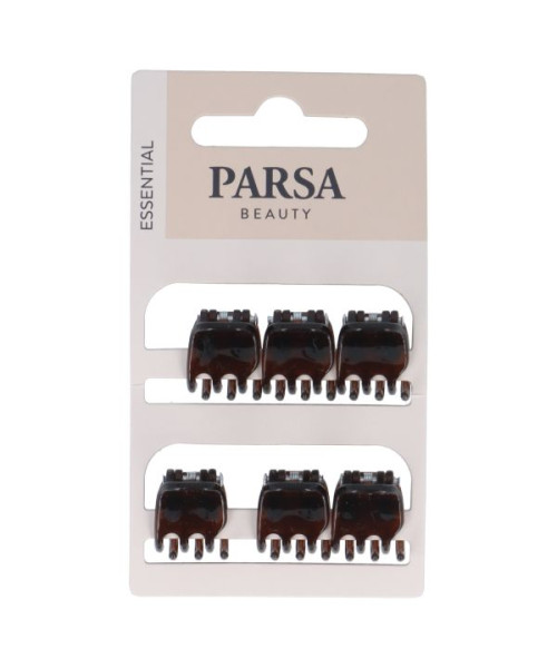 PARSA ESSENTIAL plaukų žnyplės, mažos, blizgi ruda sp., 6 vnt.