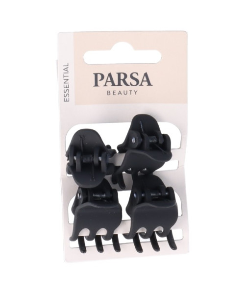 PARSA ESSENTIAL plaukų žnyplės, matinė juoda sp., 4 vnt.