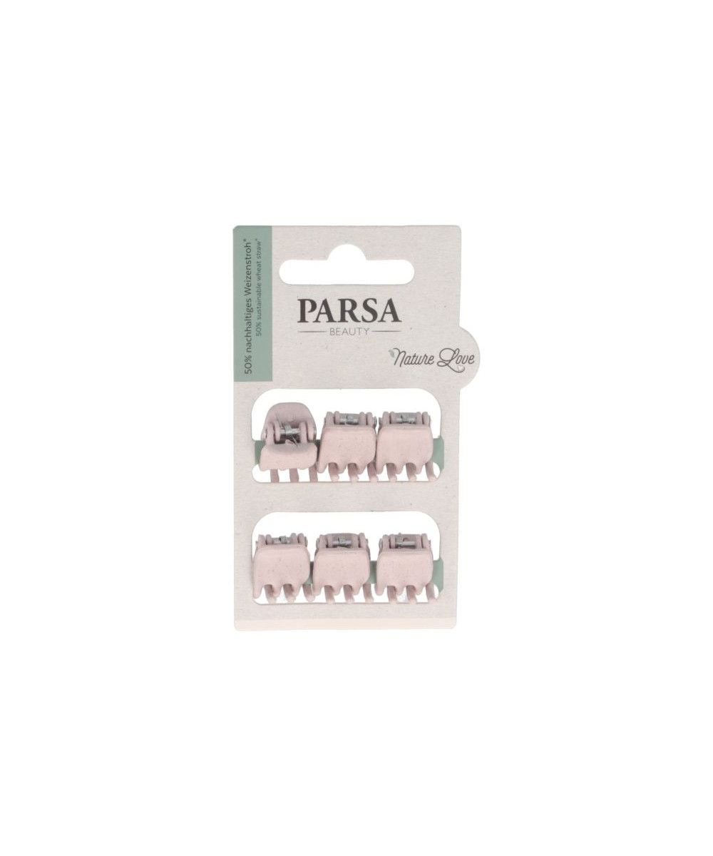 PARSA NATURE LOVE plaukų žnyplės iš kviečių šiaudų, rožinė sp., 6 vnt. PARSA NATURE LOVE plaukų žnyplės iš kviečių šiaudų, rožinė sp., 6 vnt.