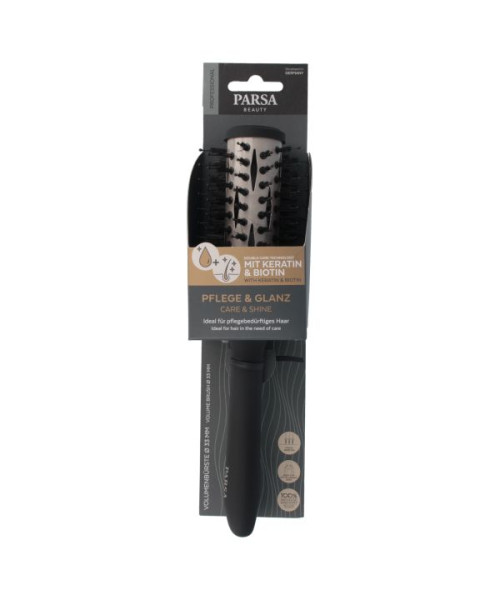 PARSA PROFESSIONAL Keratin Care & Shine apimties suteikiantis džiovinimo šepetys, 33 mm
