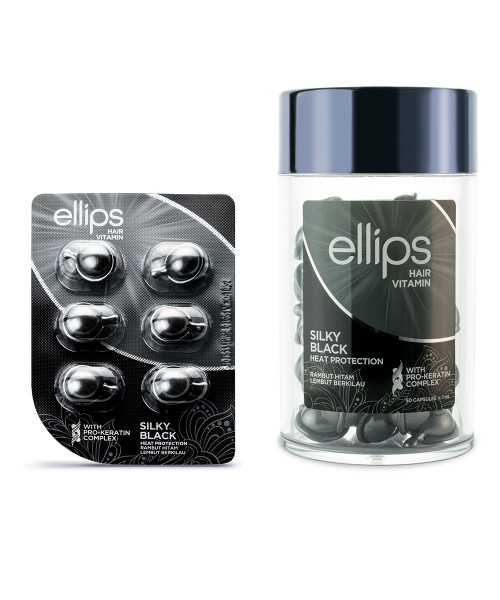 ELLIPS Tepami vitaminai tamsiems plaukams „Silky Black Pro Keratin“