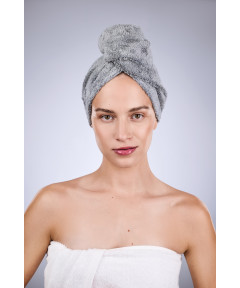 „Malou & Marius" bambukinis galvos rankšluostis - turbanas. Pilkas