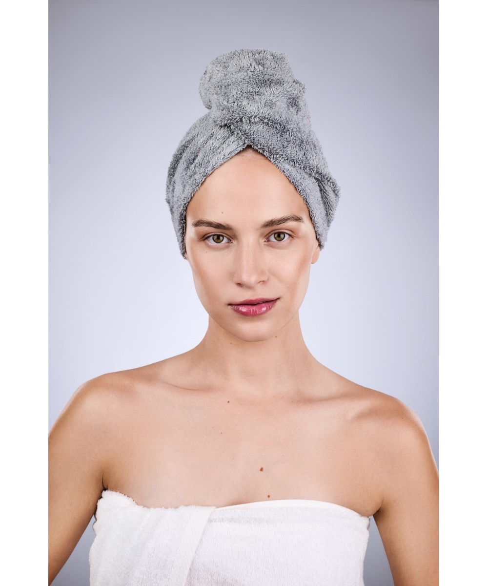 „Malou & Marius" bambukinis galvos rankšluostis - turbanas. Pilkas