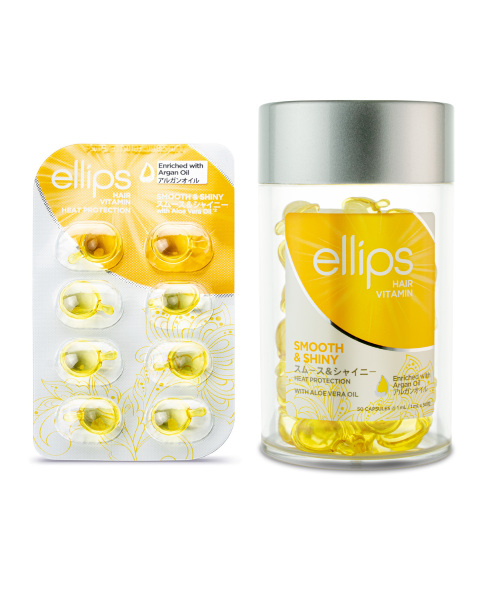 ELLIPS Tepami vitaminai plaukų apimčiai suteikti „Smooth & Shiny“